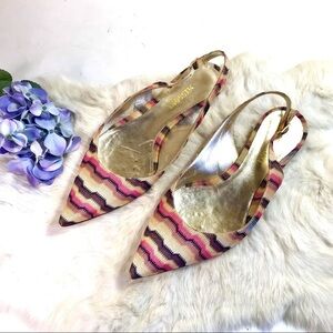 Missoni Womens Knit Slingback Ballet Flats Pointed Toe EU 37 / 7